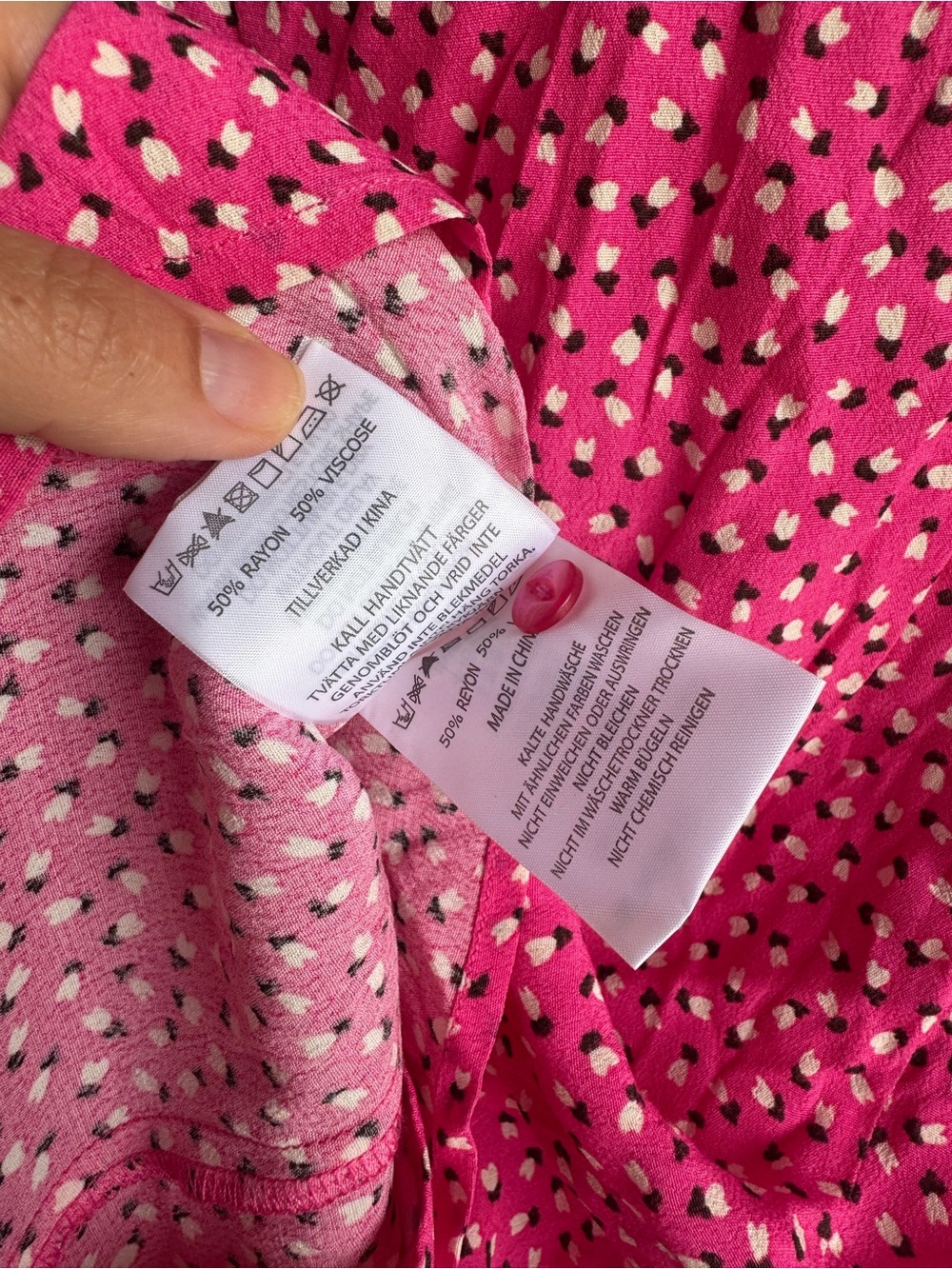 Rolla’s Roxanne Mini Tulips Blouse Medium Hot Pink Floral Feminine Boho 90s Y2K - Picture 9 of 9